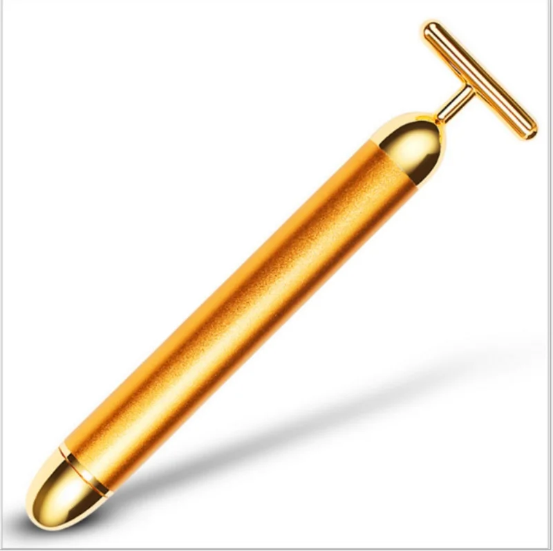 Slim Face 24k Gold Vibration Facial Beauty Roller Massager Stick Lift Skin Tightening Wrinkle Bar Face Gift / by dhl 200pcs