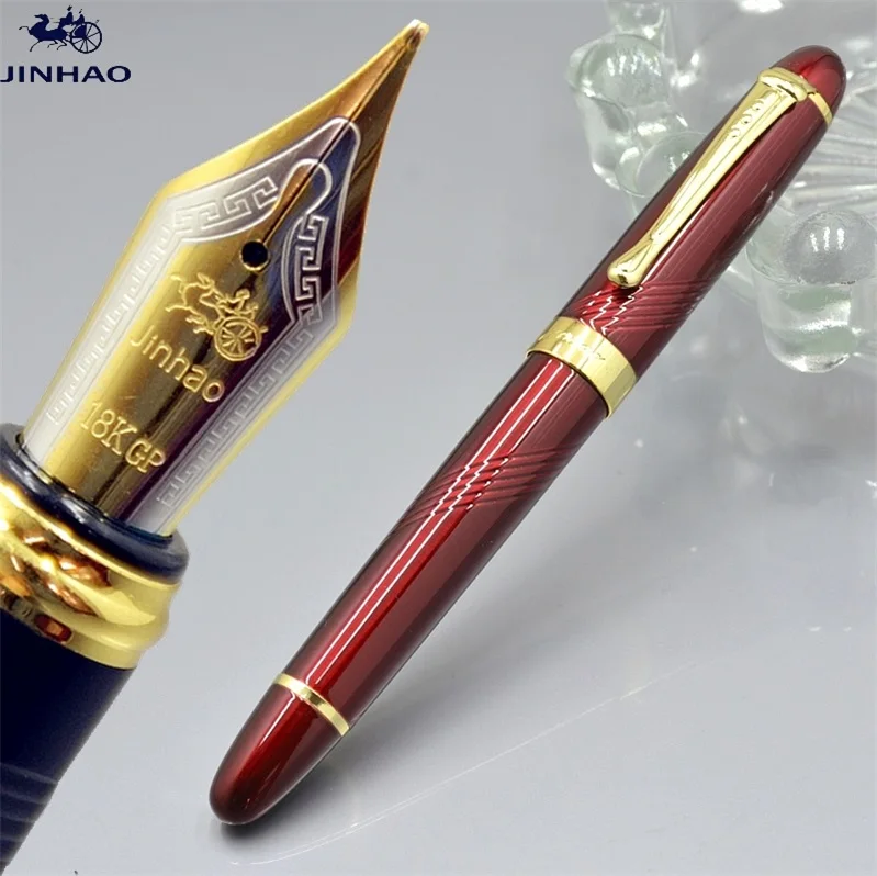 JINHAO X450 класса люкс 0,5 или 1,0 мм наконечник Металл Китайская каллиграфия перьевая ручка, канцелярские принадлежности для офиса, школьные принадлежности, бренд ручек молочного цвета - Цвет: 1 Wine red