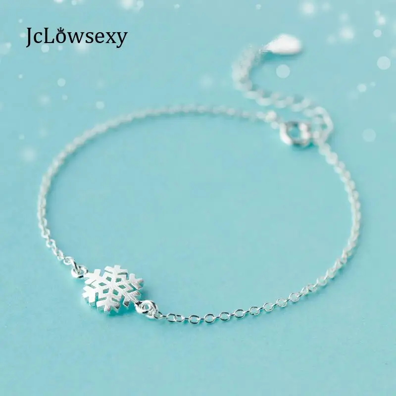 Jclowsexy 925 пробы серебро Рождество Снежинка браслет для женщин Девушка регулируемый браслеты подарок ювелирные изделия