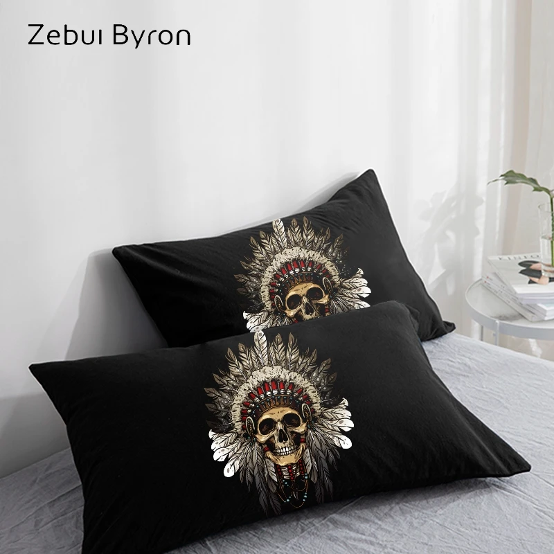 

3D HD Pillow Case Pillowcase Custom/50x70/50x75/50x80/70x70,Decorative Pillow Cover,indian skull warrior Bedding pillowcases