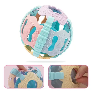 

Soft Rubber Electric Music Light Rattle Molar Teether Baby Early Educational Toys For Kids Hand Grasping Ball Games Gifts