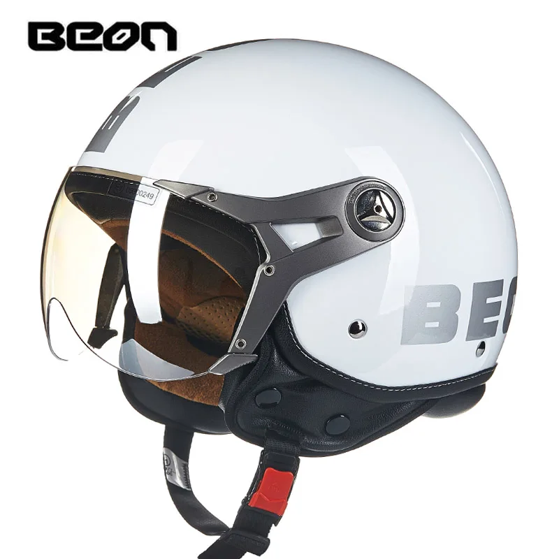 Подлинный Beon винтажные мотоциклетные шлемы ECE Ретро мото Casco велосипедные шлемы скутер летний зимний шлем - Цвет: White style