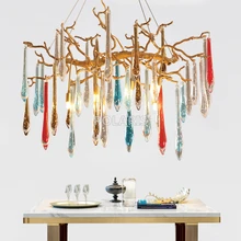 Modern Brass Crystal Chandelier Lighting Fixture LED Bronze Chandeliers Glass Drop Pendant Hanging Light for Living Dining Room chandelier lighting crystal glass leaves chandeliers lamp led pendant hanging light living dining room bedroom foyer lighting