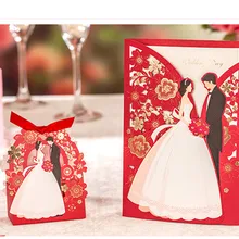 1 Набор, красные роскошные свадебные пригласительные открытки с цветочным рисунком, элегантные Пригласительные открытки для жениха и невесты, конверты, украшения для свадебной вечеринки