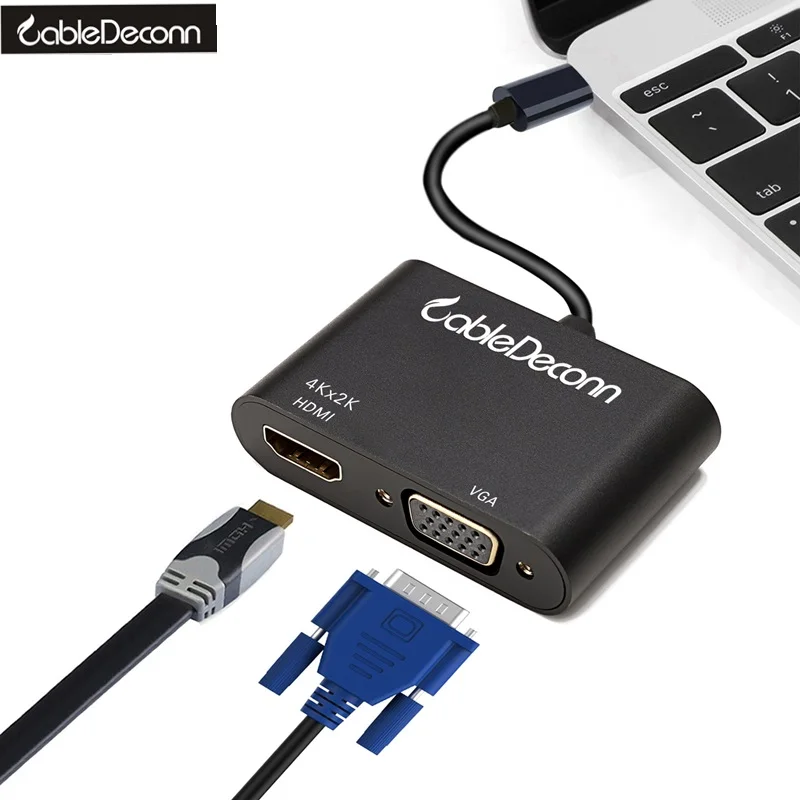

CableDeconn USB-C Type-C Thunderbolt 3 to HDMI 4K VGA 1080P Mini Cable Adapter for Samsung S8 Macbook Pro 2016 2017 Dell XPS