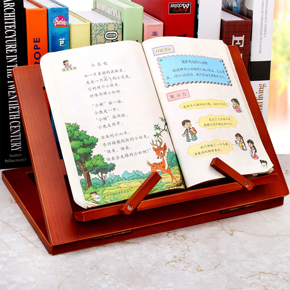

Home Foldable Student Book Stand Reading Bracket Lectern Adjustable Angle Childern Table Stationery Wooden Office Drawing Tablet