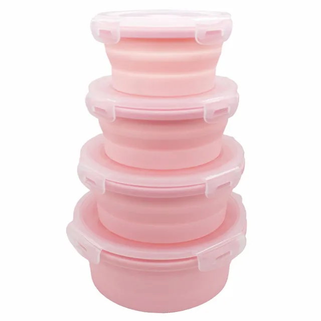 Collapsible Food Storage Containers with Lids Silicone Foldable Lunch Box Salad Bowl,BPA Free