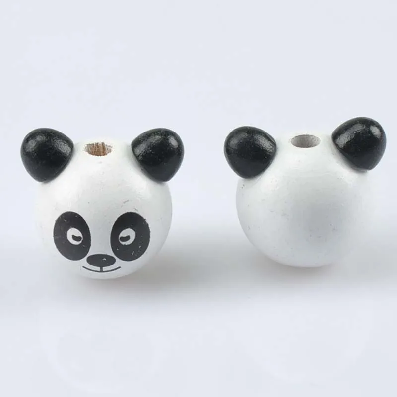 

5pcs panda bear Pattern Wooden Spacer Beads For Pacifier Clips making 19x29mm MT1472X
