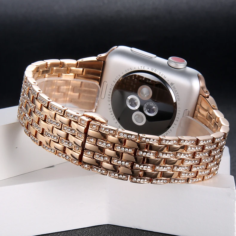 Алмазный ремешок для Apple Watch band 4 мм 44 мм 40 мм Aple watch correa мм 42 мм 38 мм браслет из нержавеющей стали iwatch 4 3 2 1 ремешок для часов