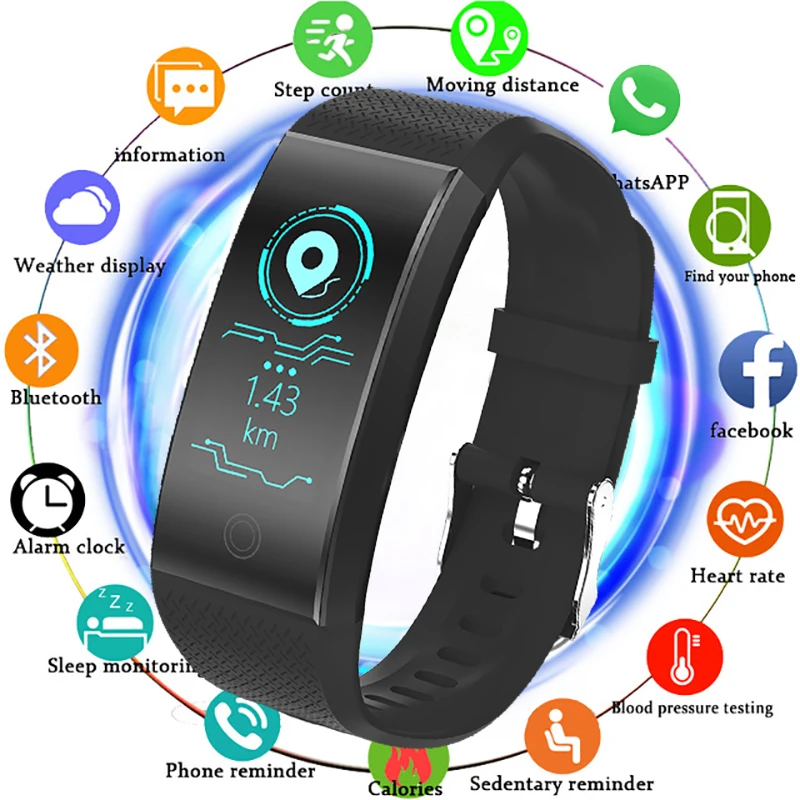 

BANGWEI Multifunction Sport Smart Watch Men Wristband Bluetooth Sleep Heart rate Monitoring LED Smart Band touch screen Clock
