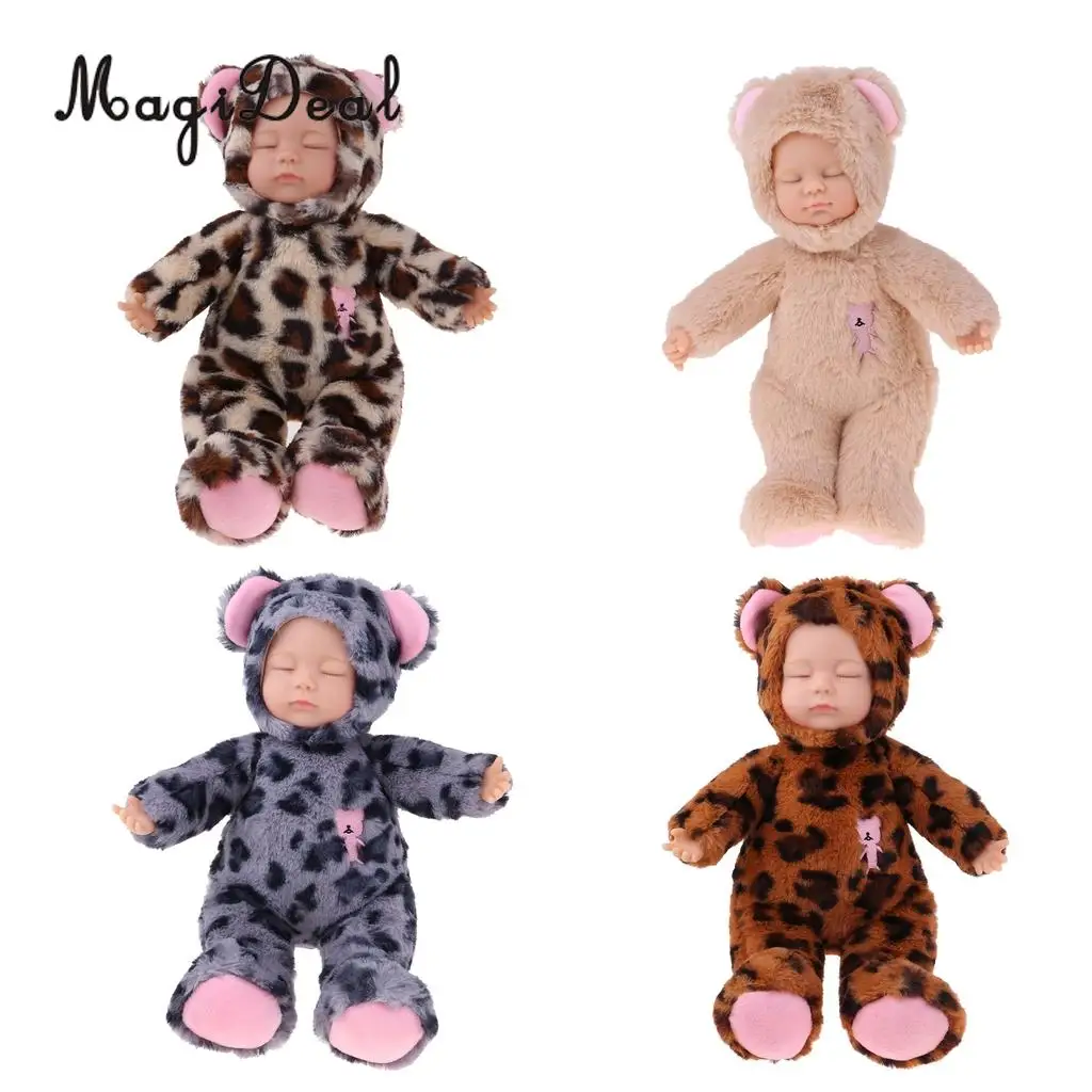 Realistic Sleeping Newborn Baby Dolls Silicone Lifelike Baby Toys Wearing Plush Romper Kids Toy Gift Playmate 