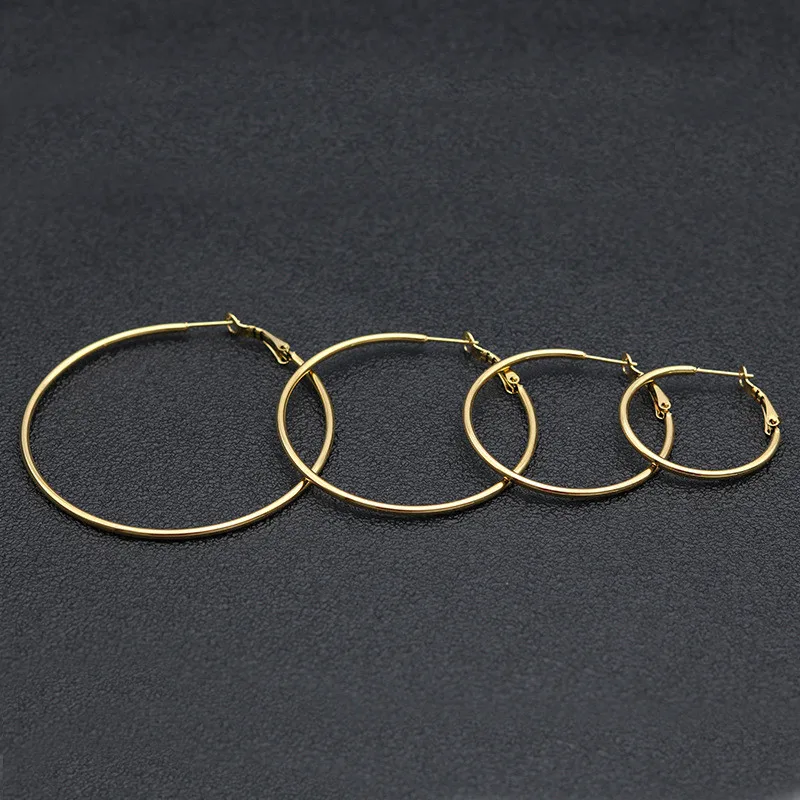 

High Quality 1Pair Big Dangle Earring Women 4 Colors 4 Size Titanium Steel Fashion Jewelry Dangle Earrings For Party Dancer Gift