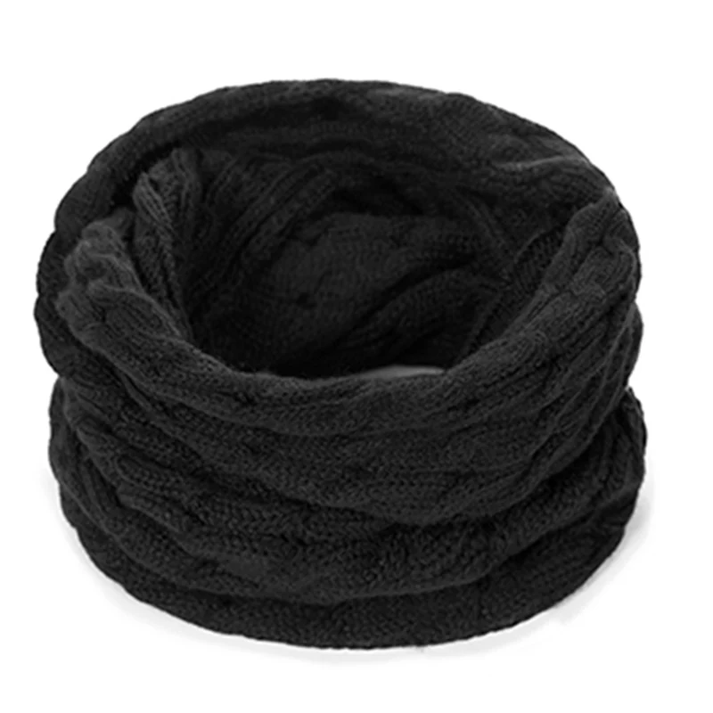 MOLIXINYU/комплект из 2 предметов для малышей; зимняя шапка; шарф; комплект для маленьких девочек и мальчиков; детская шапка; костюм с воротником; вязаная шапка; теплая шапка для малышей; комплект с шарфом - Цвет: BLACK SCARF