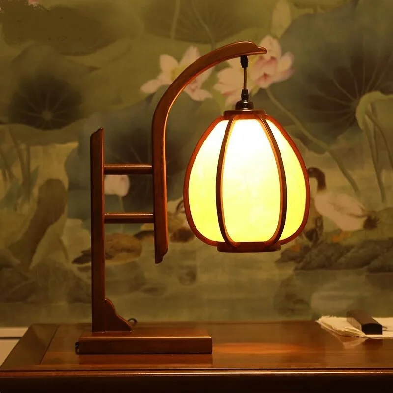 

Chinese style wooden table lamp antique wood living room lamp classical study warm bedroom bedside table light ZA9910