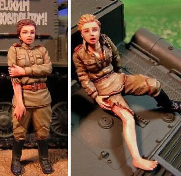 

1/35 Resin Figures Red Army Female Wounded Soldier 2pcs/set (no tank) Model Kit