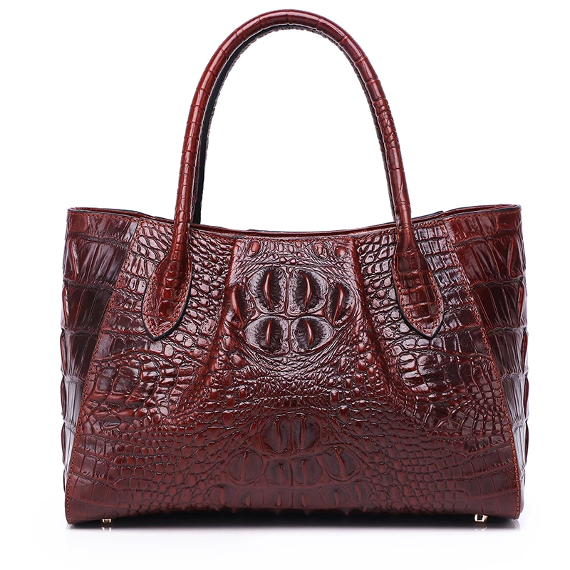 

100% Genuine Leather Top Handle Bag Handbag Crocodile Pattern Luxury Fashion Women Oil Wax Cowhide Cross Body Tote Shoulder Bags