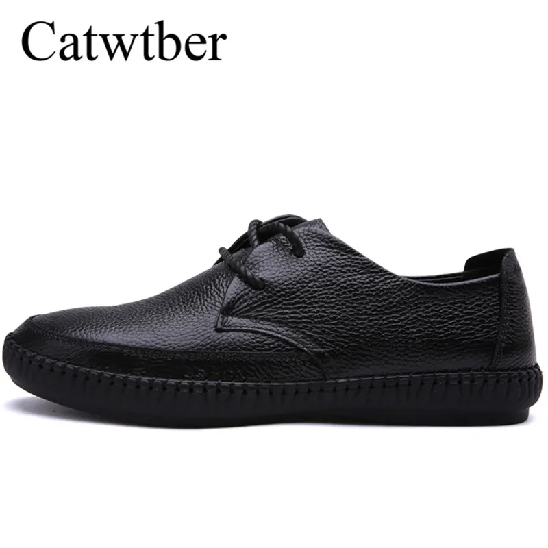 

Catwtber Leather Shoes Men Brand Footwear Non-slip Thick Sole Fashion Men's Casual Shoes Male High Quality Cowhide Loafers