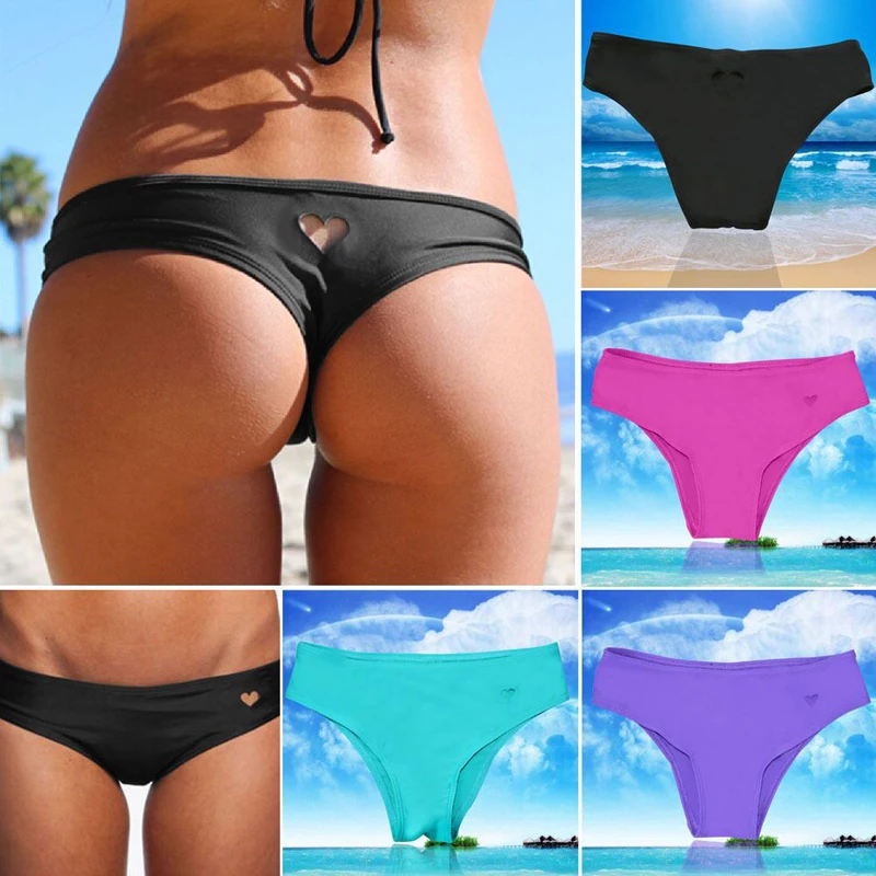 

Hot Micro Thong Bikini Bottom Trunk Tanga Swimwear Brazilian Heart T-Back female summer Beach swim wear String Swimsuit panties