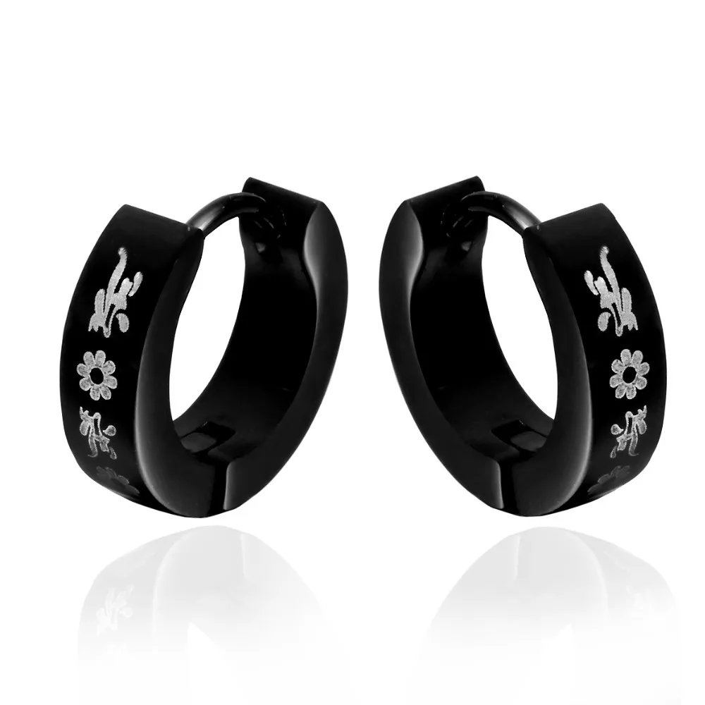 Classic style Stainless steel simple fashion jewelry women's all black electroplated double-sided ear clip ear buckle