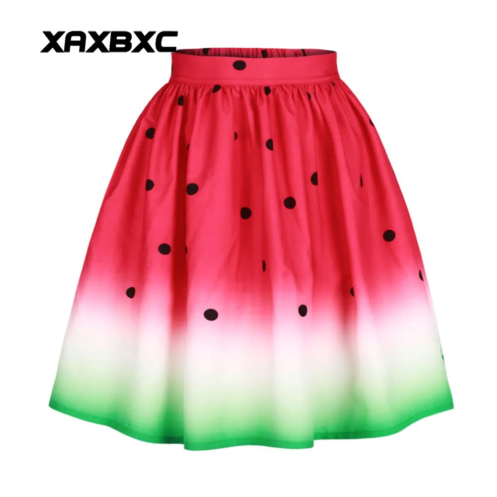 XAXBXC 004 Новинка, летняя сексуальная юбка принцессы для девочек, юбка-пузырь, фламинго, птица, пианино, 3D принты, Скейтер, плиссированная, до колена, миди, Женская юбка - Цвет: 001