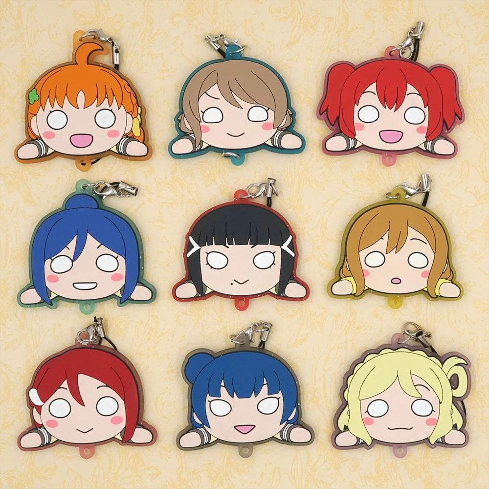 Маленький резиновый брелок для ключей Love Live Sunshine Aqours аниме Chika You Yoshiko Ruby Dia BMW Hanamaru