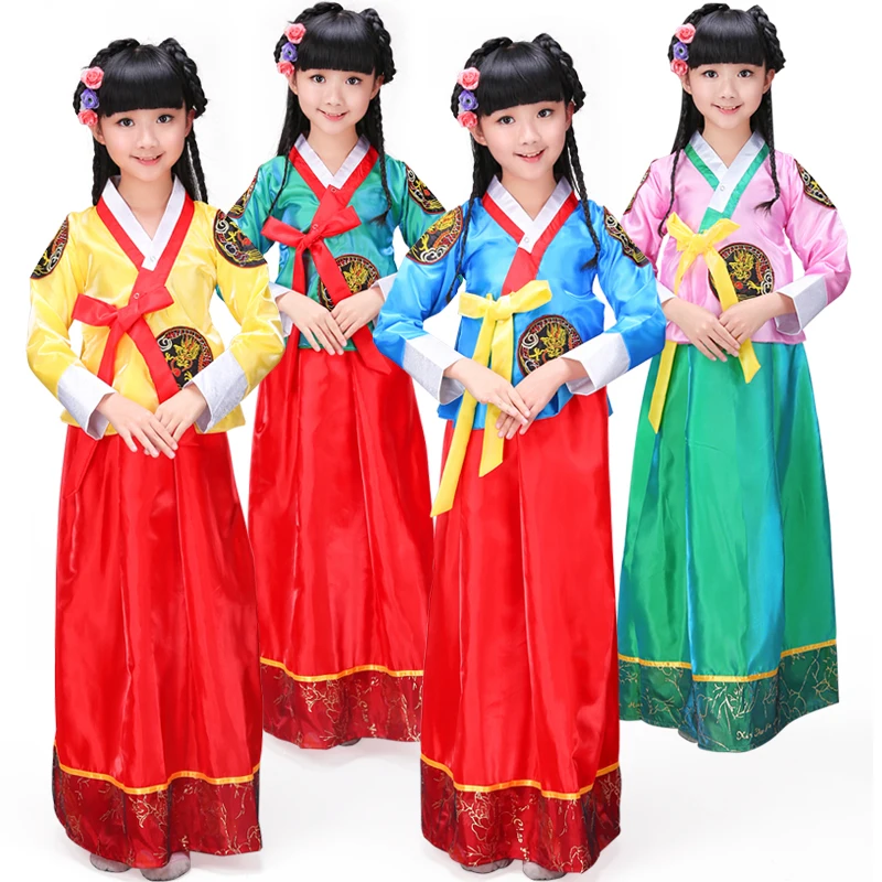 

Adult Children of Korean traditional costume hanbok Dae Jang Geum court dress female Korean dance performance clothing out