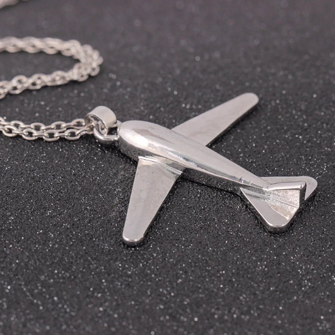 Hip Hop Unisex Gold/Silver Long Sweater Chain Plane Chic Airplane Aircraft Pendant Necklace Charms Punk Jewelry Accessories Gift
