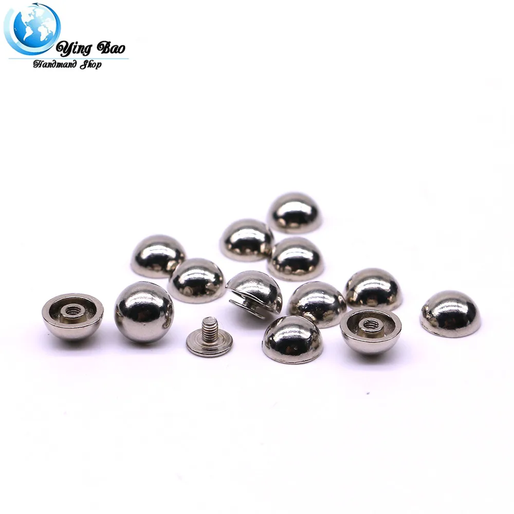 20sets/pack 11mm (Diameter), 6mm (Height)  Silver Colors  mushroom nail punch leather of rivets B-20