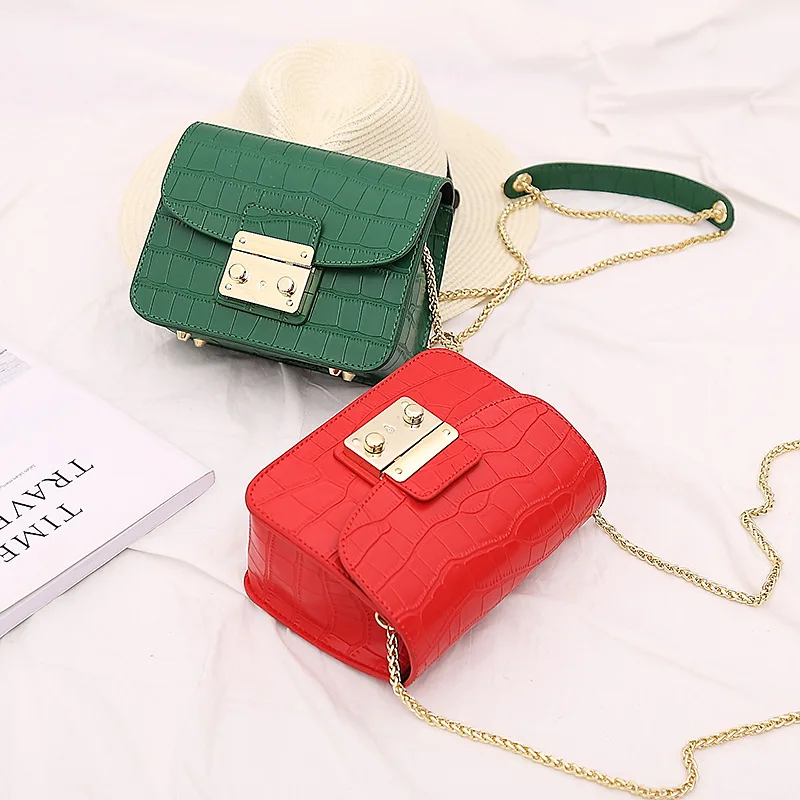 

Bag woman 2019 New women's small square bag crocodile tattoo fashion small packets shoulder oblique cross woman bag