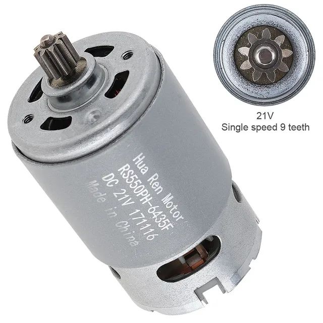 RS550 21V 13500 RPM DC Motor with Single Speed 9 Teeth and High Torque