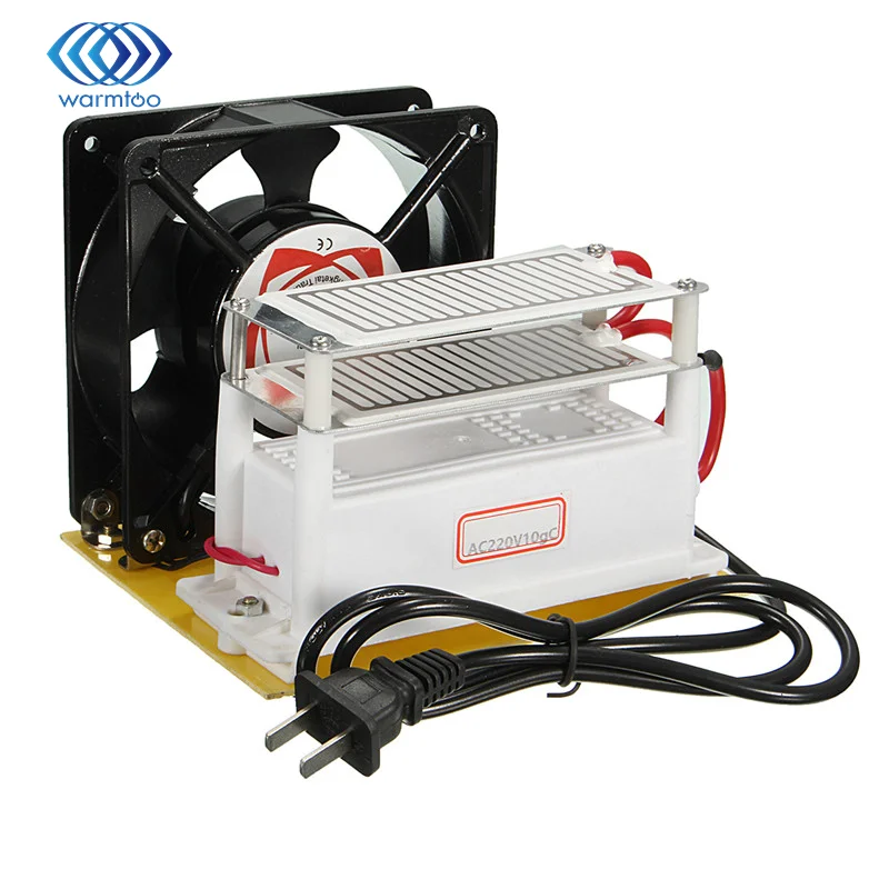 

Metal+Plastic Ozone Generator 220v 10g/H with Double Sheet Ceramic Plate Sterilizer Fan Air Purifier Machine