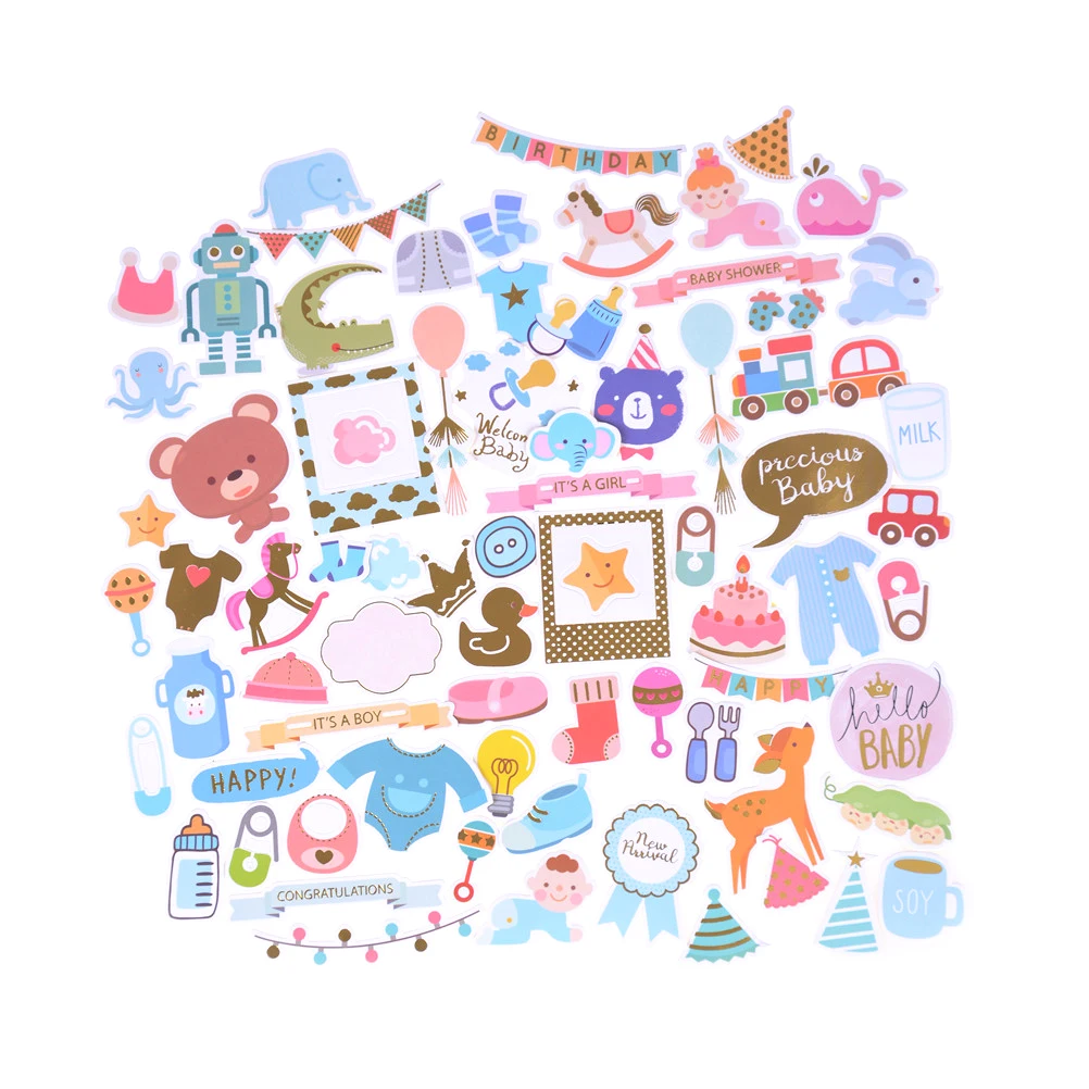 

New Arrive 73pcs Hello Baby Die Cuts Stickers for Scrapbooking Happy Planner/Card Making/Journaling Project