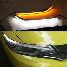 2 шт. Светодиодный дневной ходовой свет желтый сигнал поворота реле фар автомобиля украшение фар для Honda Fit Jazz