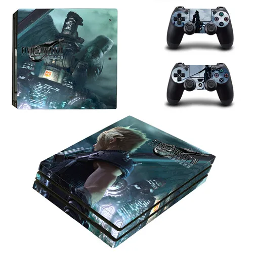 Final Fantasy VII 7 Remake PS4 Pro Skin Sticker Decal for PlayStation 4 Console and 2 Controller PS4 Pro Skin Sticker Vinyl - Color: YSP4P-3461