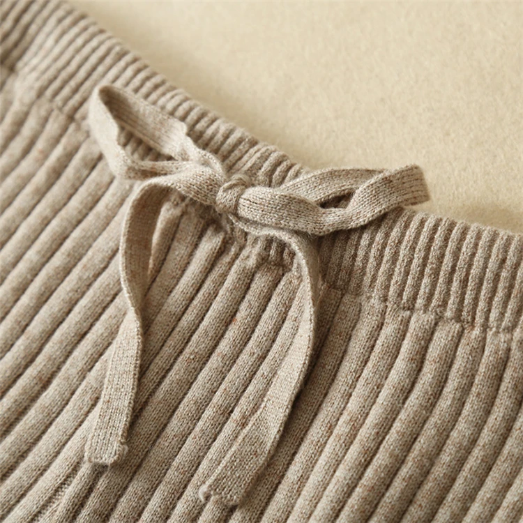 Кашемировая шерсть темно-полосатый вязаный свитер для женщин костюмы пуловер с воротником "хомут" широкие Штаны 2 шт./компл. пользуйтесь графиком европейских размеров S/M/L/XL, в розницу по индивидуальному заказу