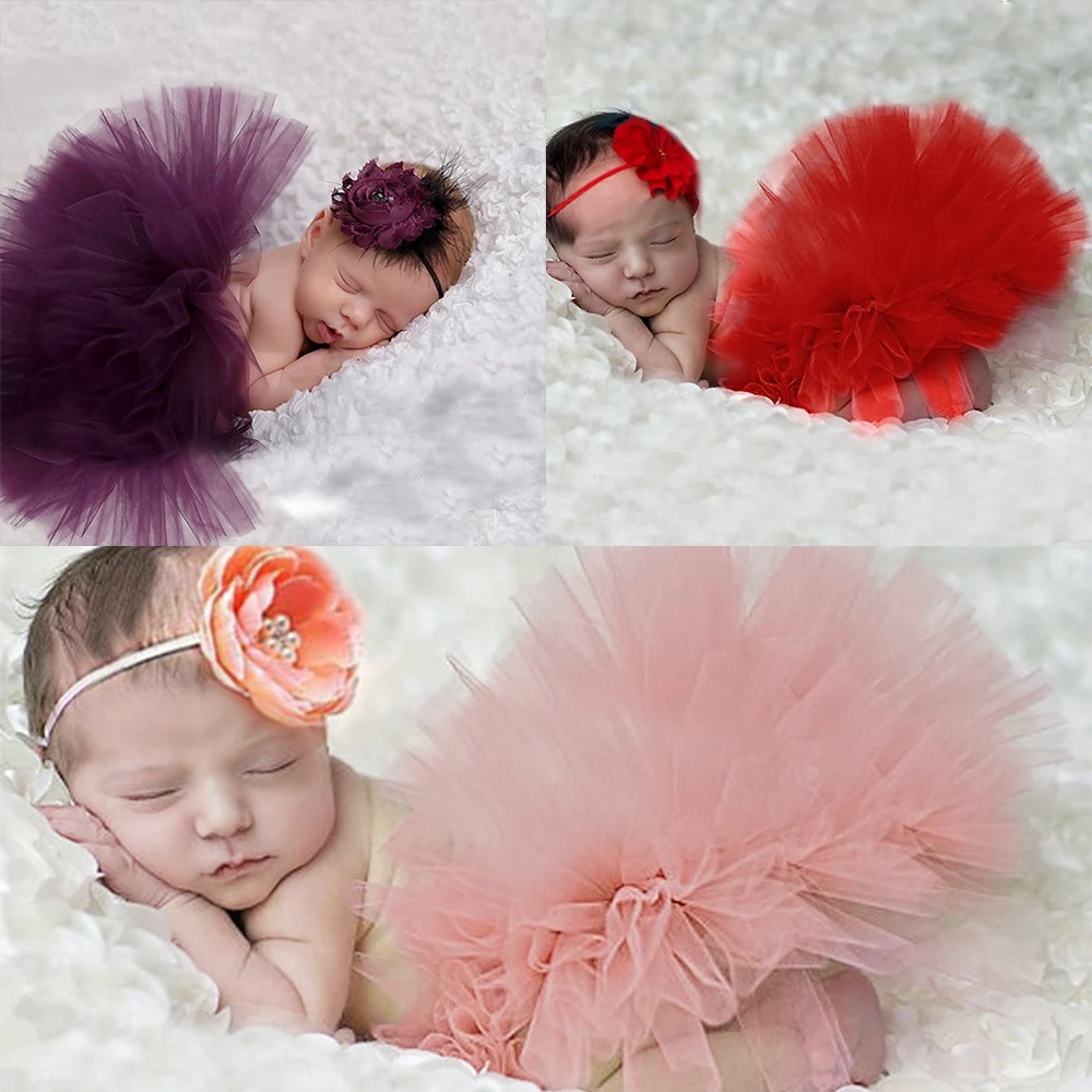 Newborn Toddler Baby Girls Flower Headband+Tutu Skirt Costume Photo Prop Outfits