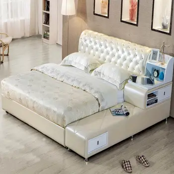 

New techinology 100% genuine leather cow hide skin multifunction bed
