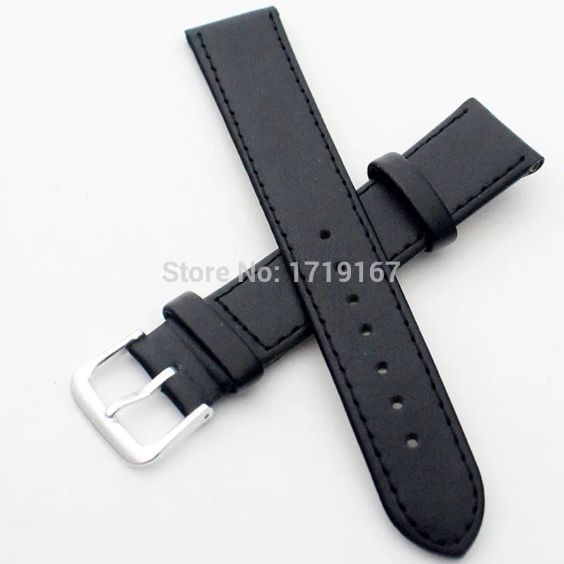 

8 10 12 14 16 18 20 22mm women men sweatproof Comfortable genuine leather watchband Watch band strap Belt Silver Pin Buckl