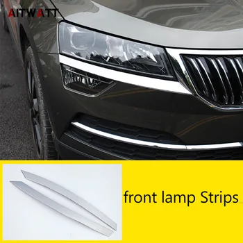 

Fit For Skoda Karoq 2017 2018 Front Lamp Strip Front Corner Bumper Garish Strips light Eyelid Cover Trims 2Pcs Car Accessories