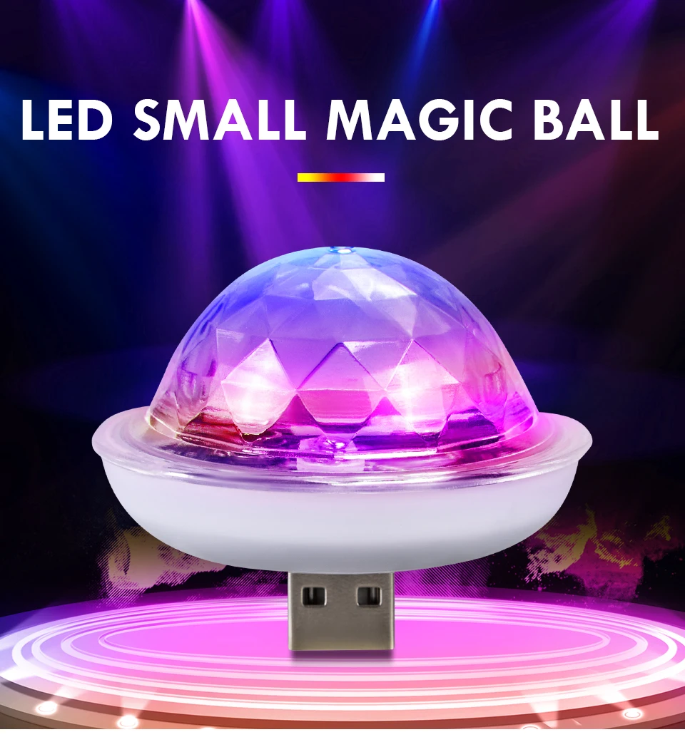 USB Sound Control Decorative LED Lights Christmas Holiday Decoration Rotate Disco Ball Dj Stage Light RGB Wedding Party Lights (1)