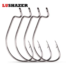 LUSHAZER 10 шт./лот рыболовные крючки из углеродистой стали рукоятка джига большие крючки на окуня свинцовая головка джиг кривошипный колючий крючок для мягкой рыболовной приманки
