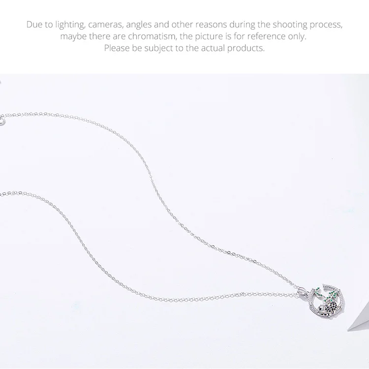 Bamoer дизайн панда и бамбук кулон ожерелье китайские Милые ожерелья в виде животных для женщин Стерлинговое Серебро 925 ювелирные изделия BSN079