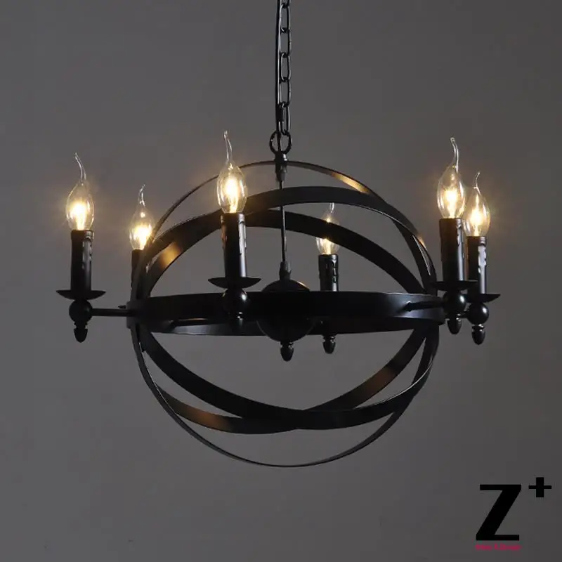 Industrial Vintage Round Sphere Atom Nucleus Chandelier Wrought Iron