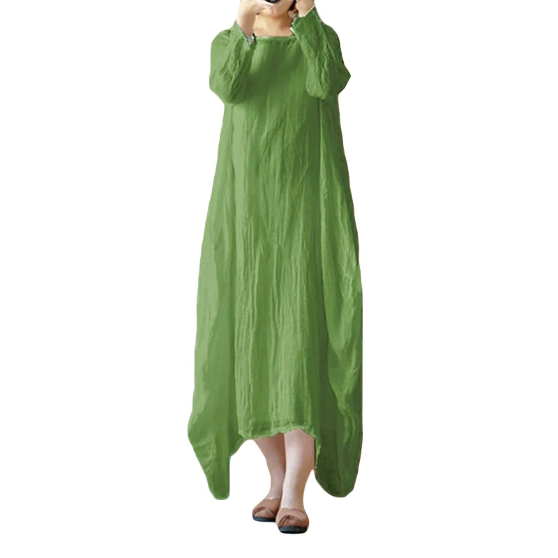Vintage-Plus-Size-Dress-for-Women-4XL-5XL-Solid-Color-O-Neck-Long-Sleeve-Oversized-Autumn (4)