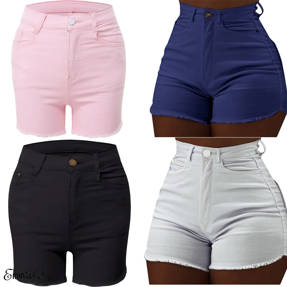 denim shorts Hot Summer Women Casual High Waiste Short Mini Button Short Pants Black White Sexy Shorts american eagle shorts
