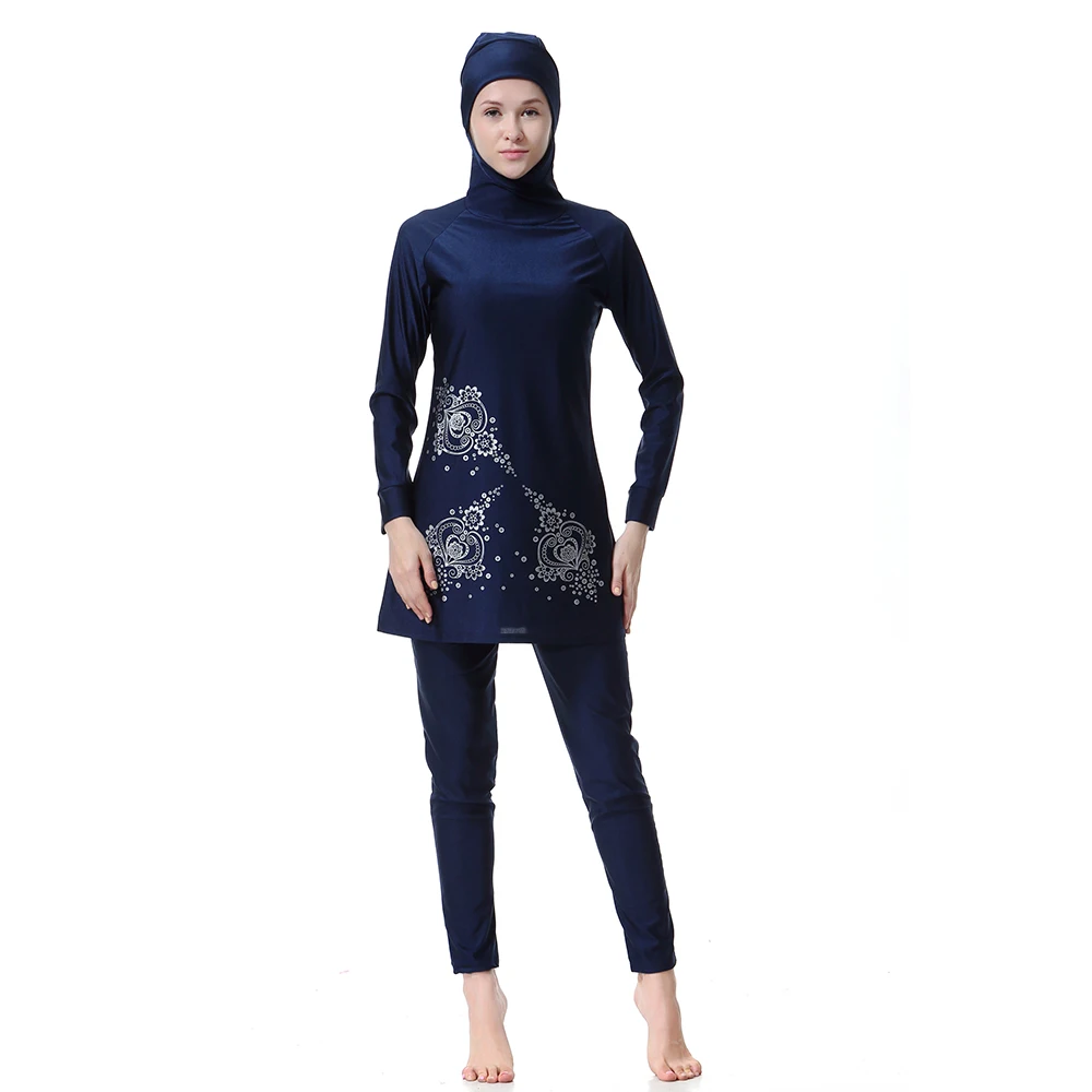 

Printing Islamic Women Swimwear Muslim Swimsuit Full Covered Ladies Long Sleeve Modest Islamic Bathing Suit