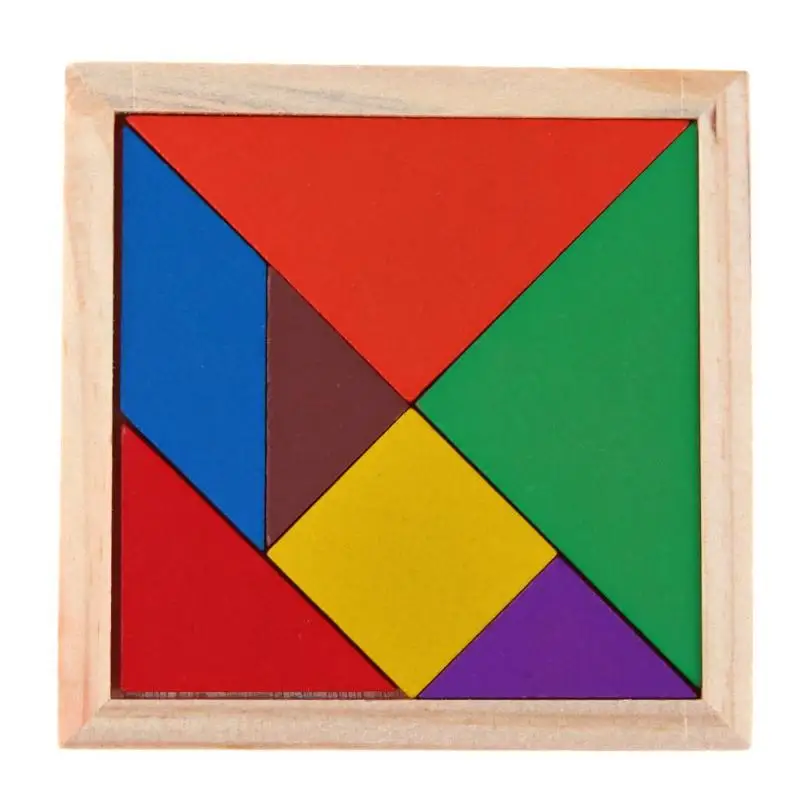 7 шт. деревянная головоломка Танграм красочный квадрат IQ игра головоломка Интеллектуальные развивающие обучающие игрушки для детей подарок