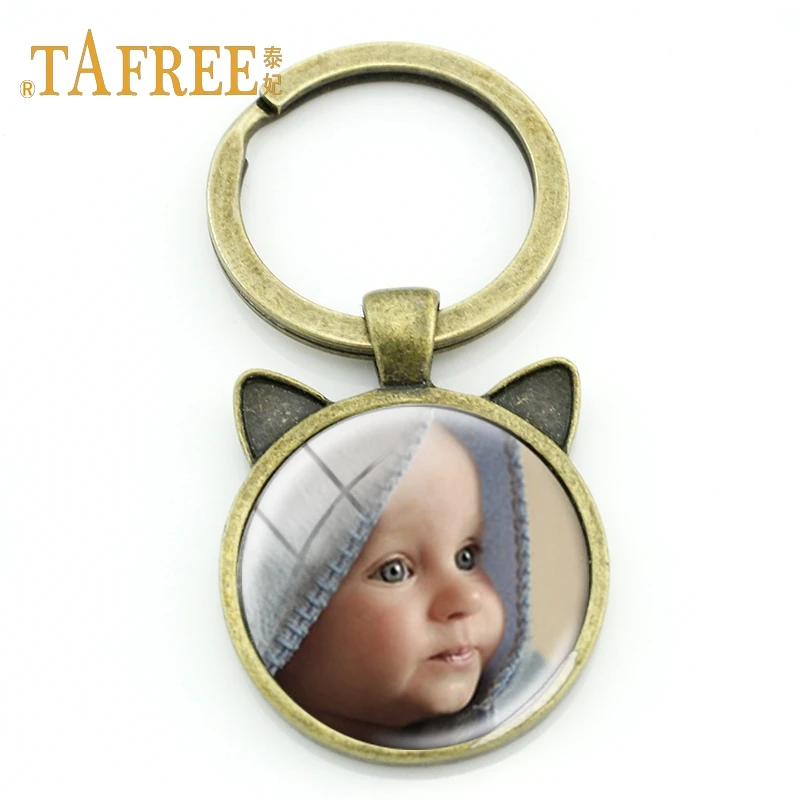 

TAFREE Personalized Custom Keychain Photo Of Your Dog cat pet Custom designed Photo Antique Bronze Plated Jewelry NA01