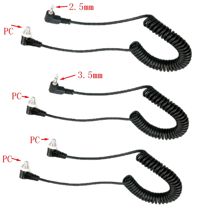 10 шт./лот PC-2.5mm PC-3.5mm PC-PC поворот головы штекеру вспышки синхронной линии ПК линии свинцовый флэш-линии
