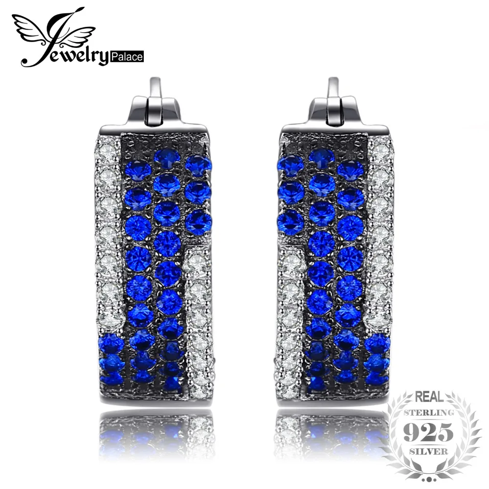 

JewelryPalace 0.5ct Created Blue Spinel Cluster Cocktail Earrings 925 Sterling Silver Anniversary Gift New Jewelry birthday gift
